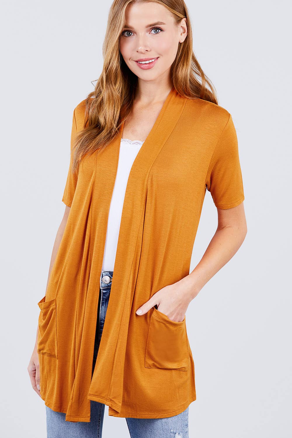 Orange short sleeve cardigan best sale