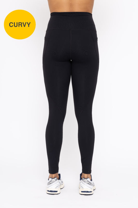 Mono B Curvy Tapered Band Essential Solid Highwaist Leggings