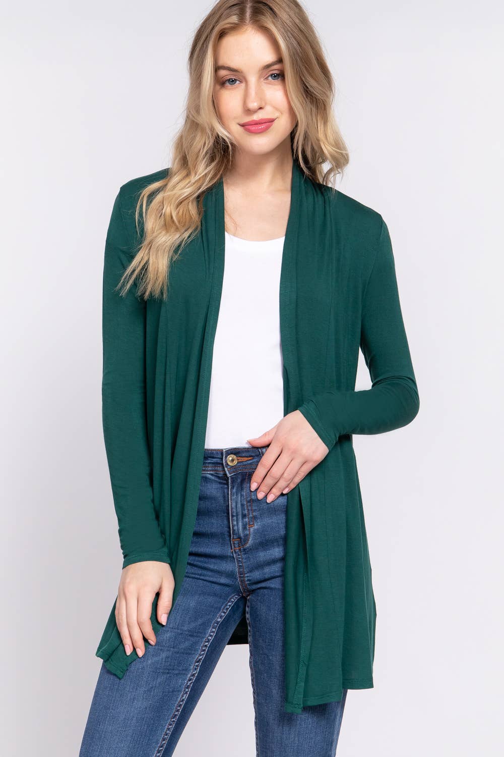 Fitted Lightweight Open Front Cardigan (2 Colors)