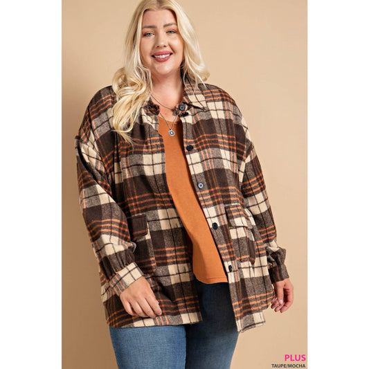 Oversized Curvy Plaid Button Down Shacket