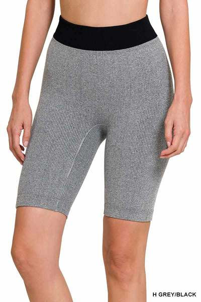 Zenena Ribbed Seamless Biker Shorts