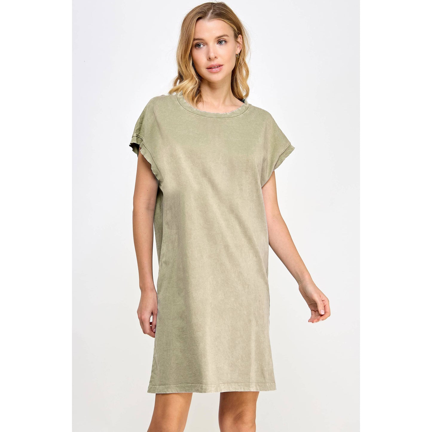 Mineral Washed Short Sleeve Mini Dresses (2 Colors)