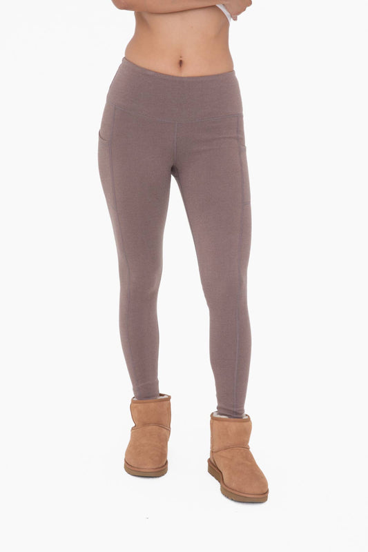 Mono B Micro-Ribbed Swoop Back High-Waisted Pocket Leggings