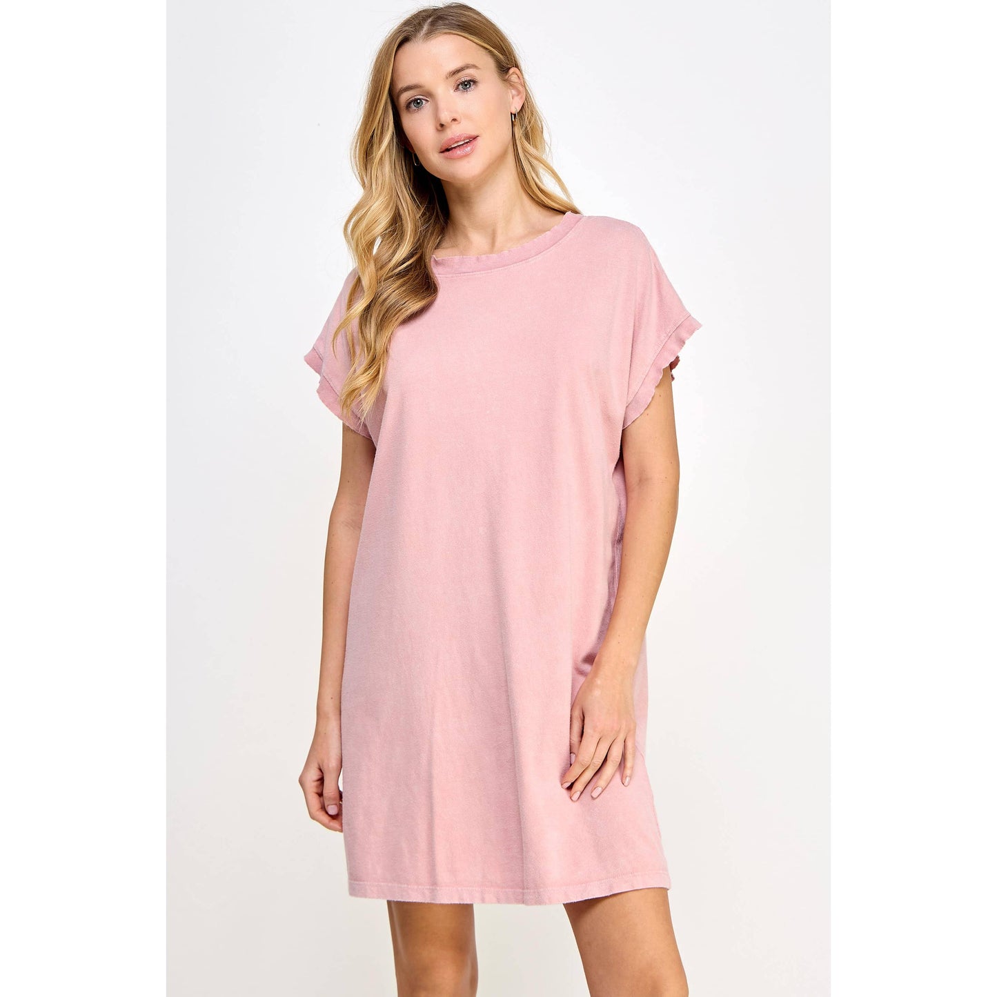 Mineral Washed Short Sleeve Mini Dresses (2 Colors)