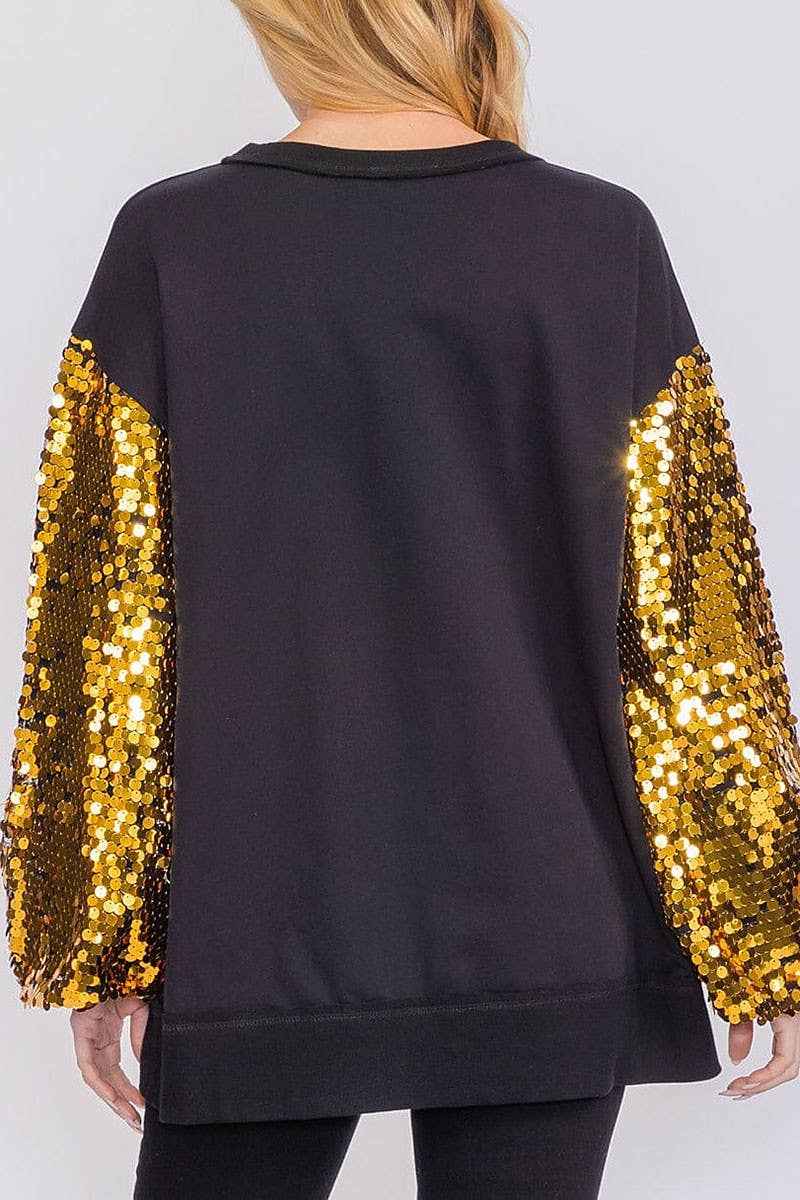 Long Sequins Sleeves Pullover