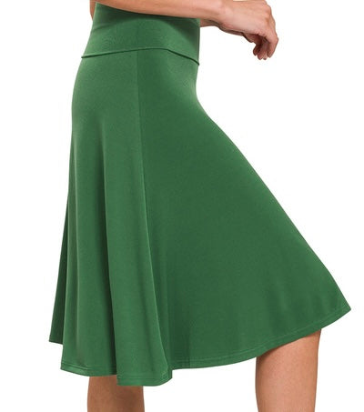 Zenana DTY Fold Over A-Line Flared Skirt