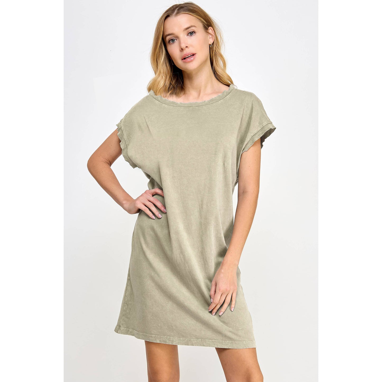 Mineral Washed Short Sleeve Mini Dresses (2 Colors)