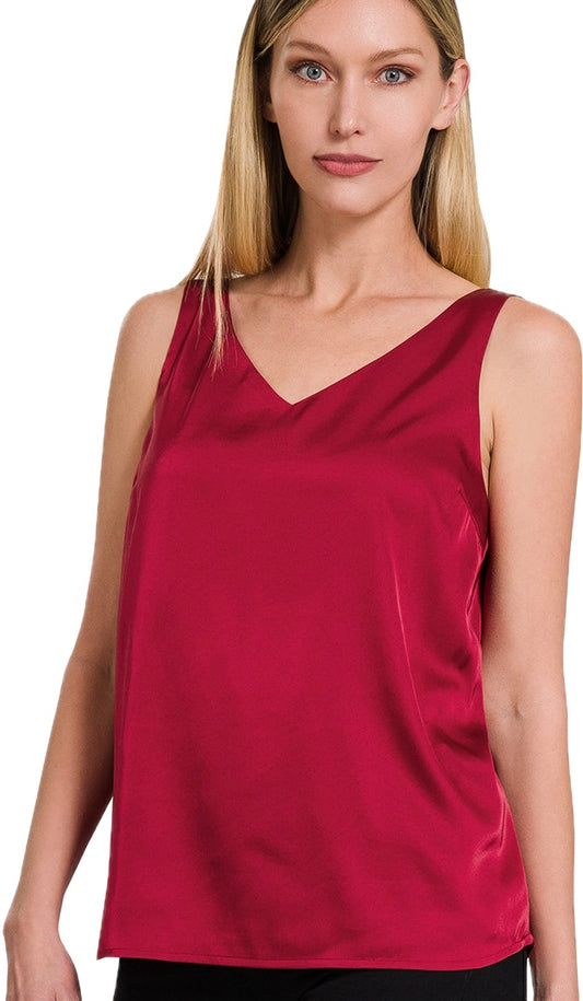 Zenana Satin Charmeuse V-Neck Cami Top