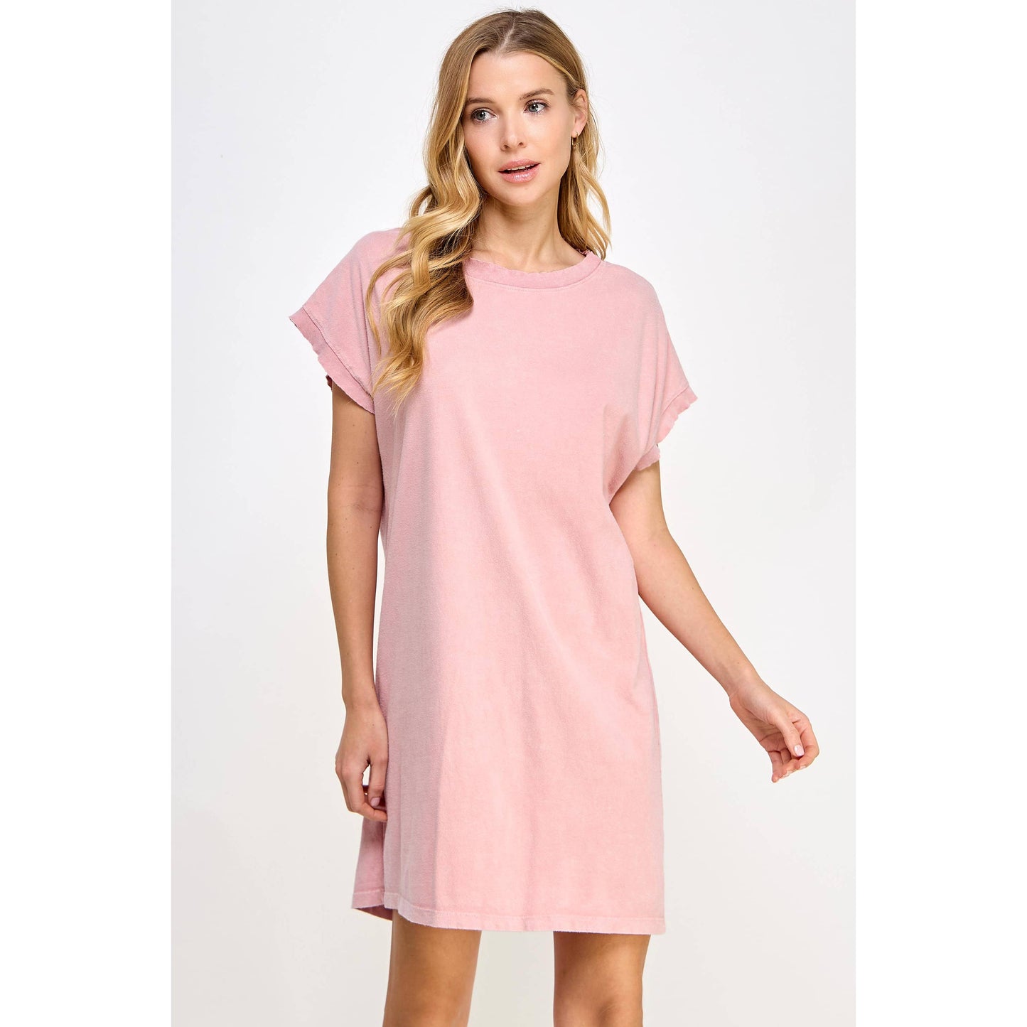 Mineral Washed Short Sleeve Mini Dresses (2 Colors)