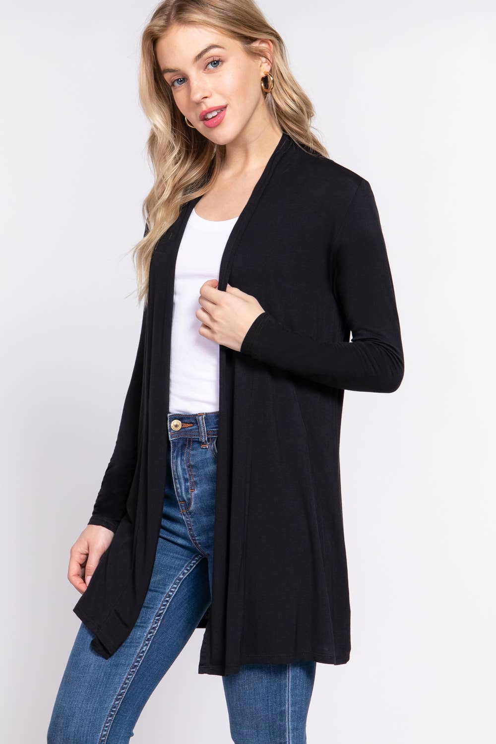 Fitted Lightweight Open Front Cardigan (2 Colors)