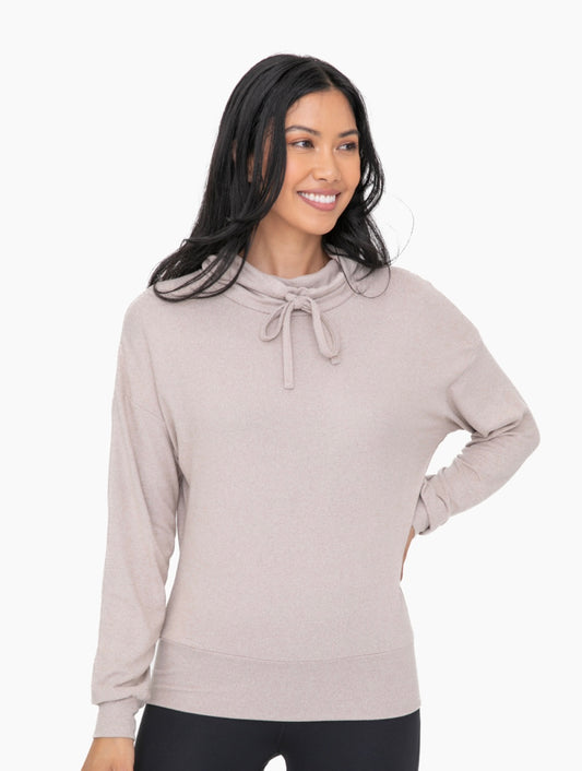 Mono B Long Brushed Cowl Neck Lounge Pullover