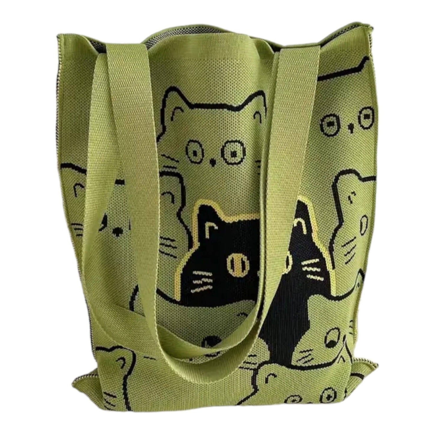 Cute Cat Pattern Knitted Tote Bag (3 Colors)