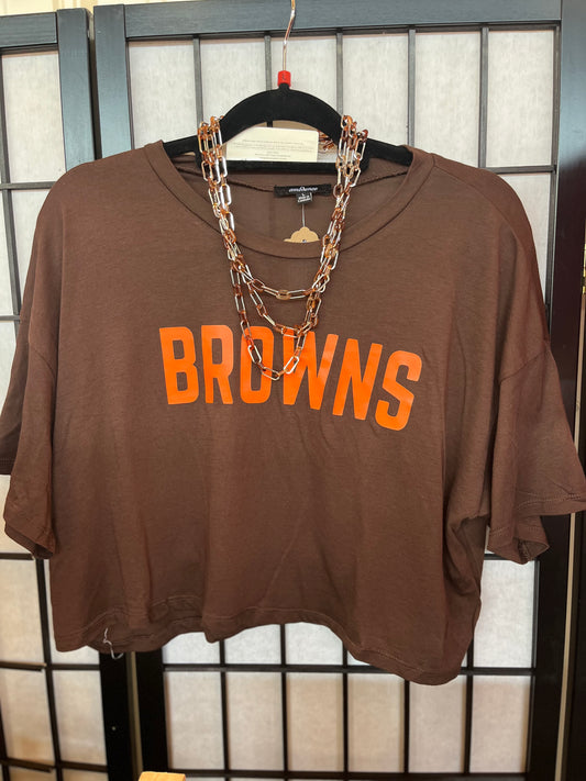 Browns Short Sleeve Crop Tee