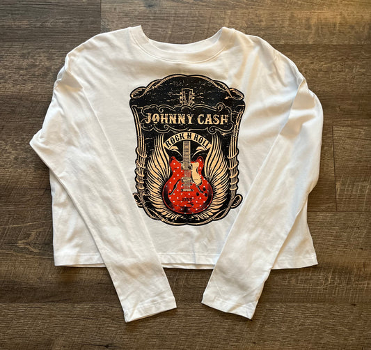 Johnny Cash Long Sleeve Crop Tee