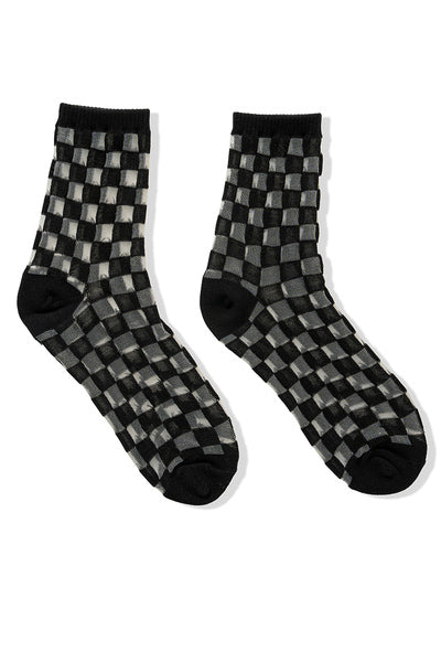 Checked Sheer Crew Socks (2 Colors)