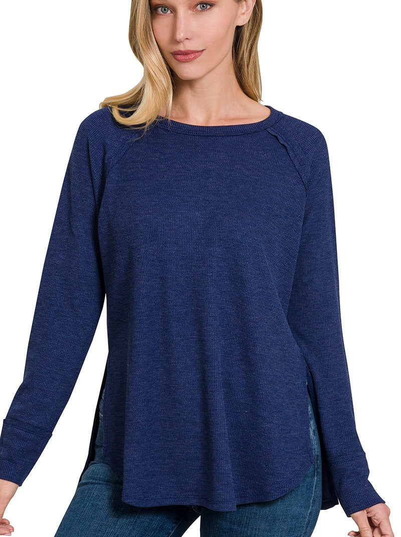 Zenana Waffle Long Sleeve Top (2 Colors)