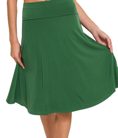 Zenana DTY Fold Over A-Line Flared Skirt