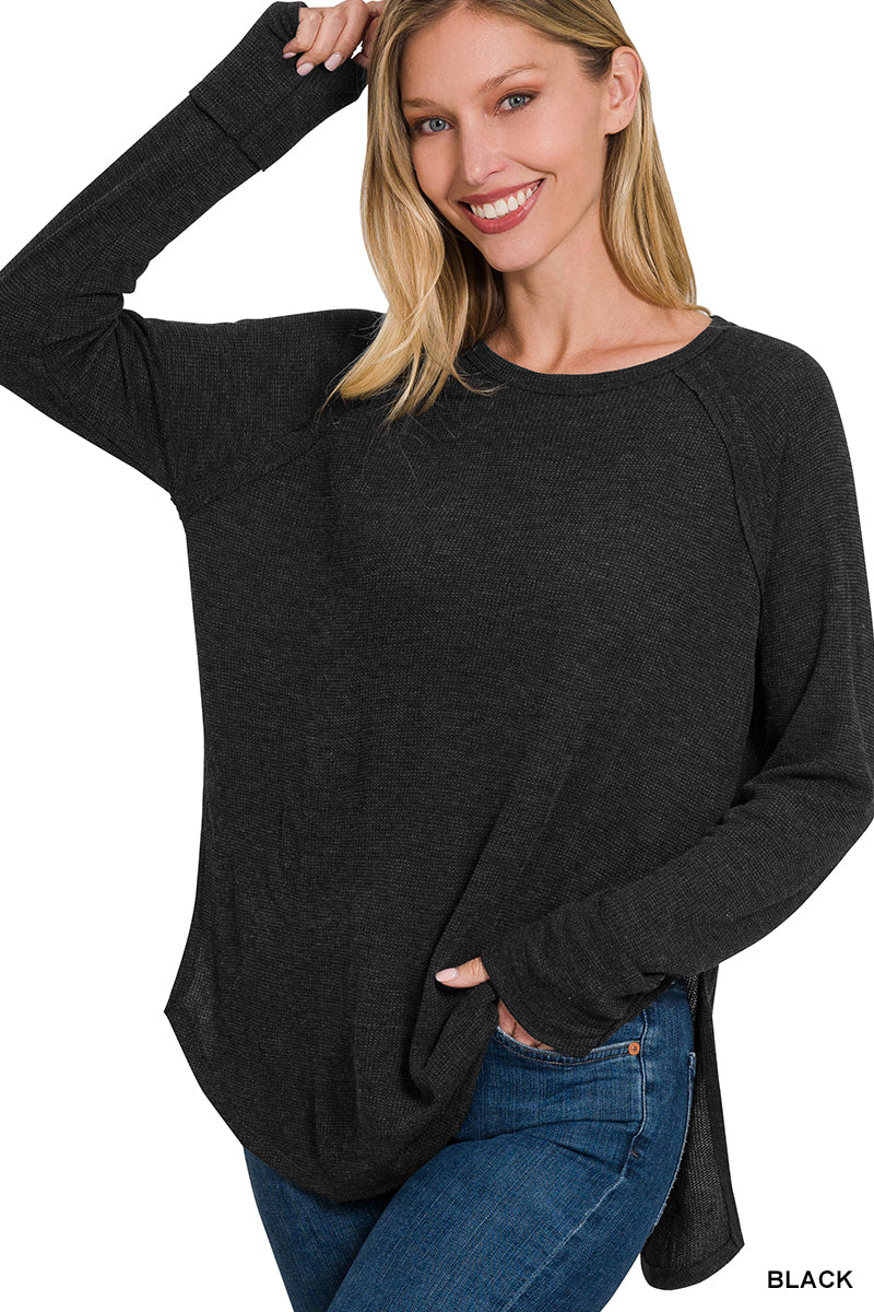 Zenana Waffle Long Sleeve Top (3 Colors)