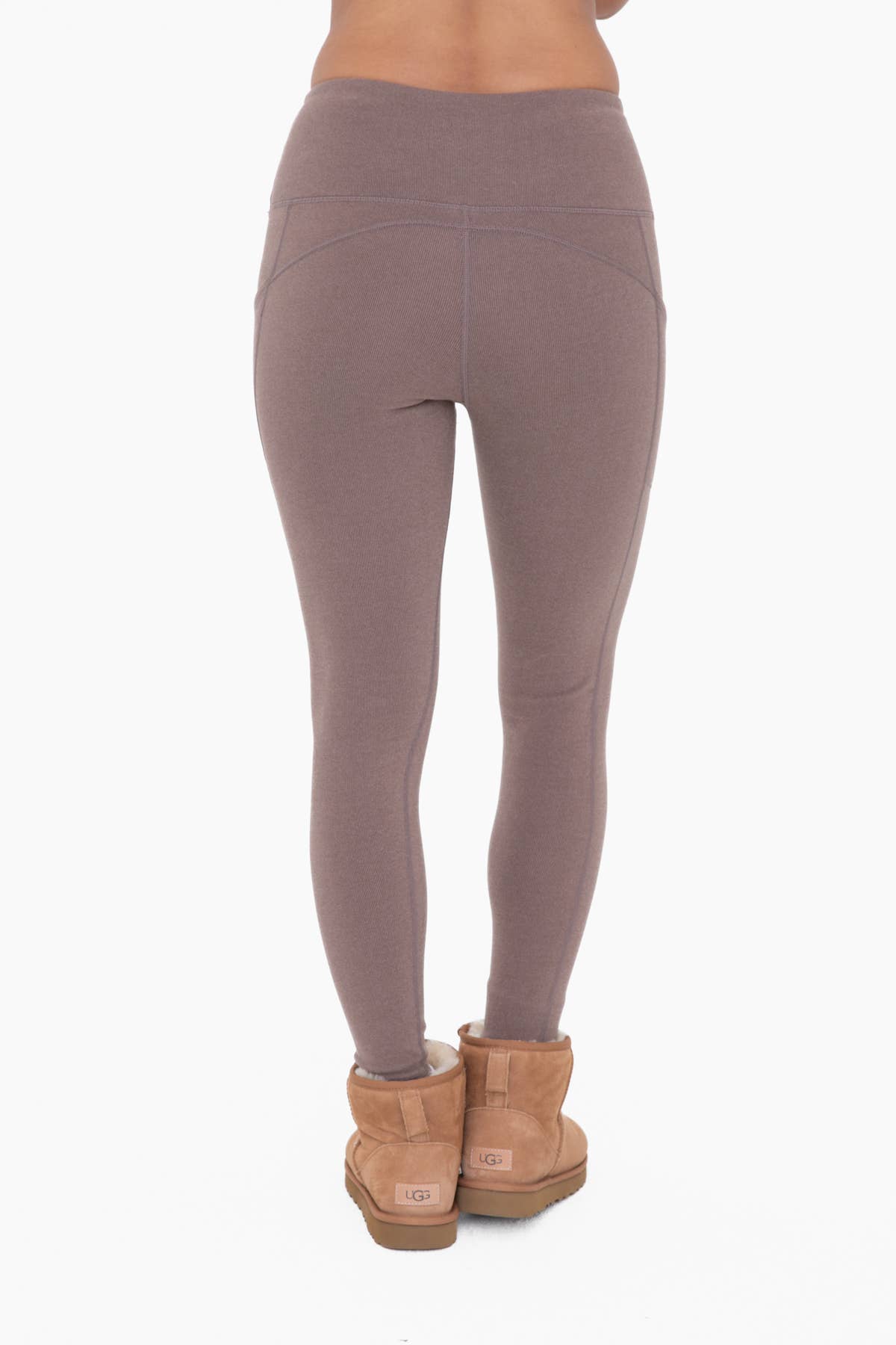 Mono B Micro-Ribbed Swoop Back High-Waisted Pocket Leggings