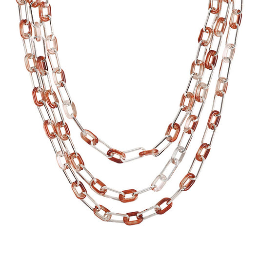 Acrylic and Metal Layered Statement Necklace