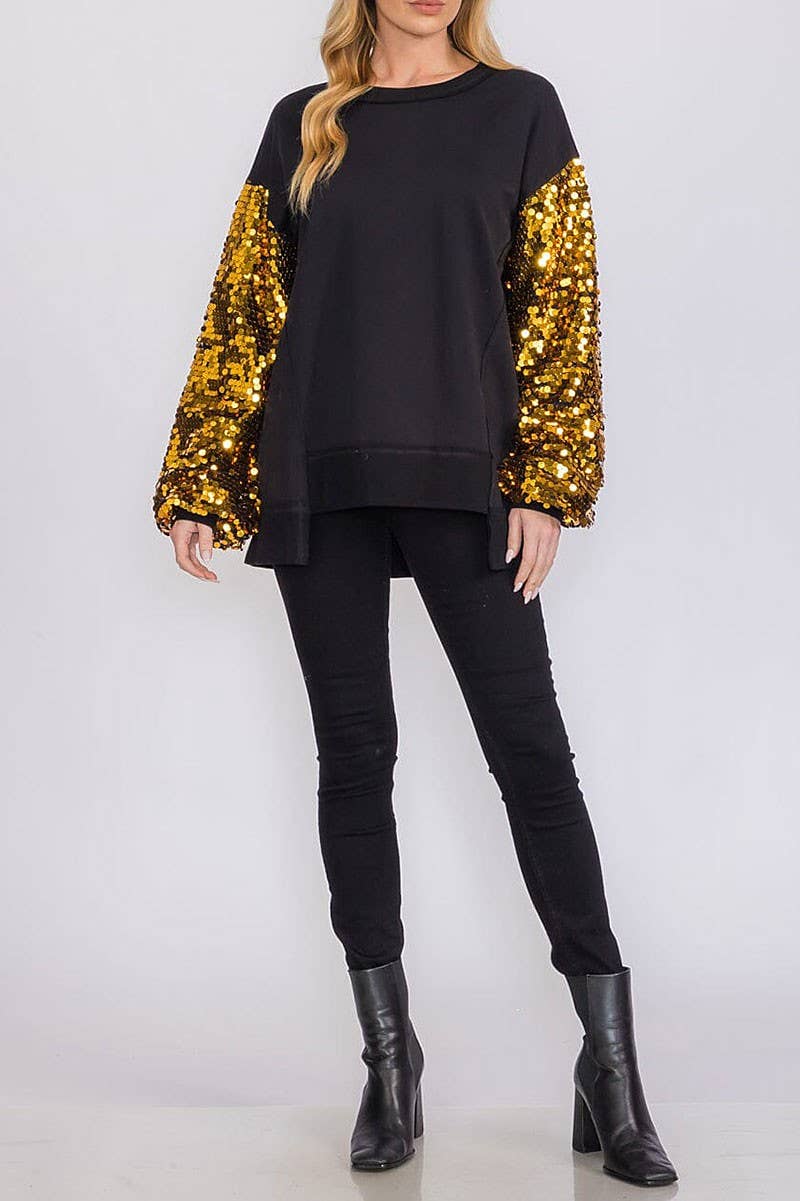 Long Sequins Sleeves Pullover