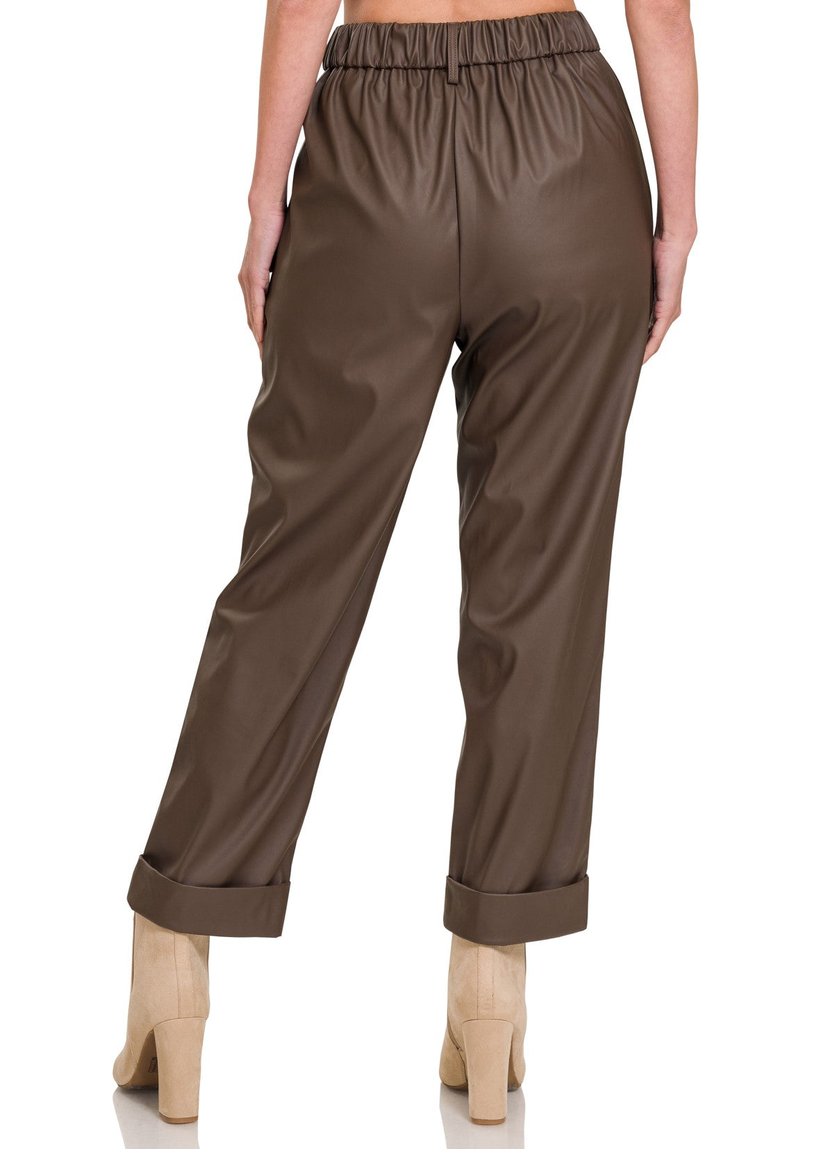 Zenana Vegan Leather Pleat Front Pants