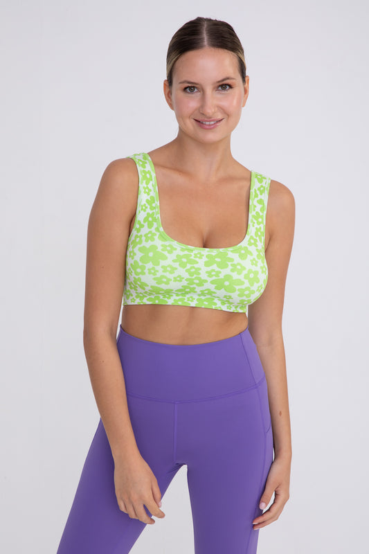 Mono B Picking Daisies Ribbed Sports Bra