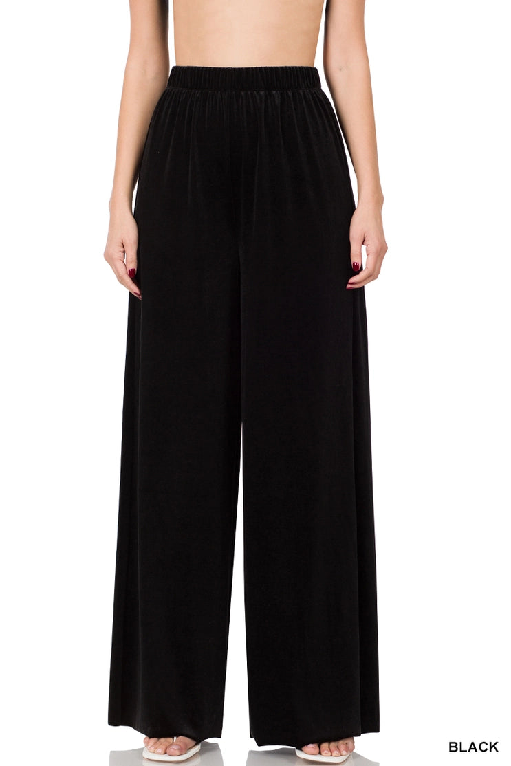 Zenana Velvet Wide Leg Pants (2 Colors)