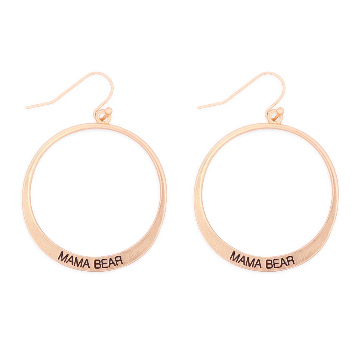 Mama Bear Pinched Hoop Drop Earrings